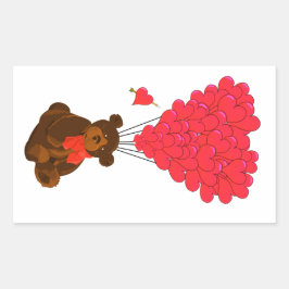 Teddy beer en hartballonnen rechthoekige sticker