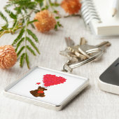 Teddy beer en hartballonnen sleutelhanger (Zijkant)