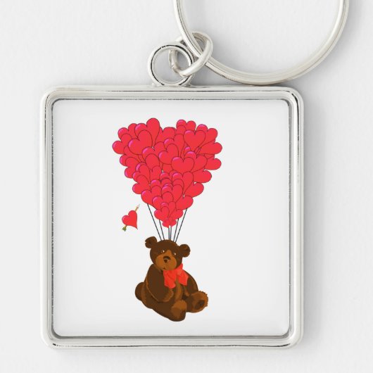 Teddy beer en hartballonnen sleutelhanger (Voorkant)