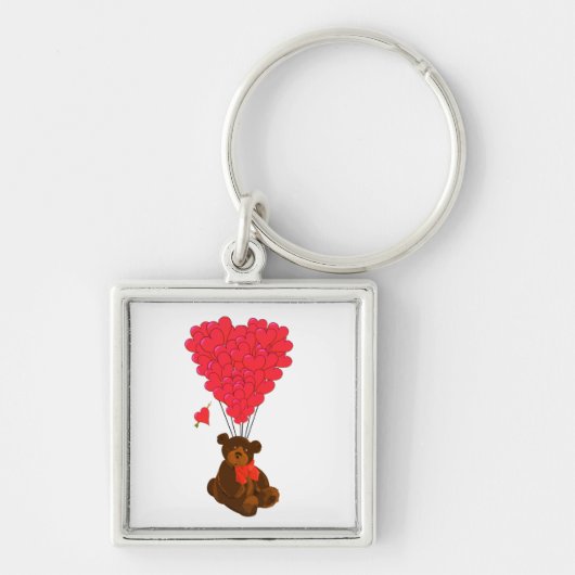 Teddy beer en hartballonnen sleutelhanger (Voorkant)