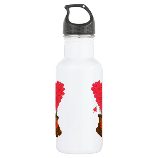 Teddy beer en hartballonnen waterfles  (Achterkant)