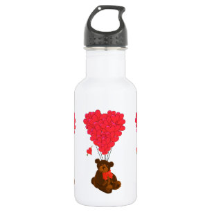 Teddy beer en hartballonnen waterfles