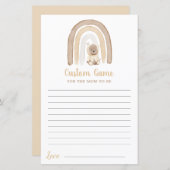 Teddy beer en Rainbow Baby shower Custom Game (Voorkant / Achterkant)