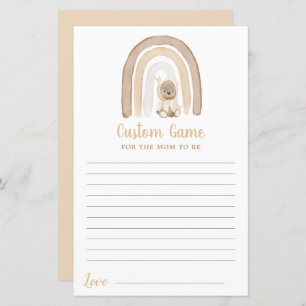 Teddy beer en Rainbow Baby shower Custom Game