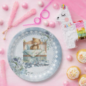Teddy beer en stoffige blauw baby shower papieren bordje (Feest)