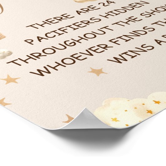 Teddy beer fopspeen jacht grappig spel teken poster (Hoek)