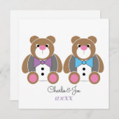 Teddy beer gay bruiloft twee bruidedagroop kaart (Voorkant / Achterkant)