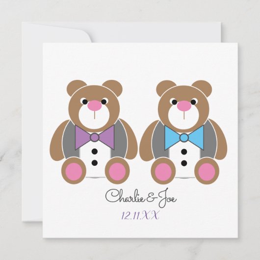 Teddy beer gay bruiloft twee bruidedagroop kaart (Voorkant)
