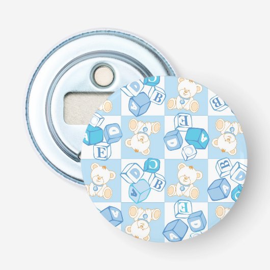 Teddy beer gecontroleerd patroon button flesopener (Voorkant)
