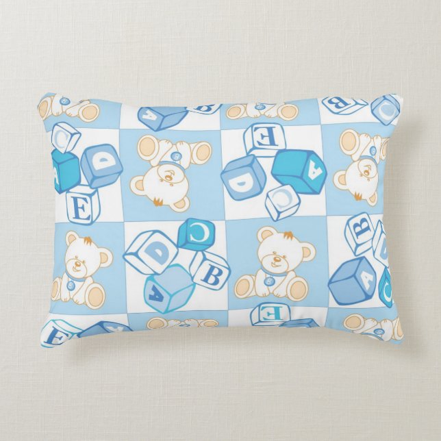 Teddy beer gecontroleerd patroon decoratief kussen (Voorkant)