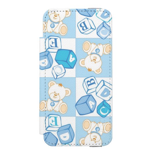 Teddy beer gecontroleerd patroon incipio iPhone portemonnee hoesje (Voorkant Agenda)