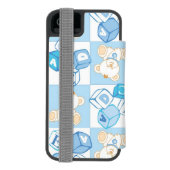 Teddy beer gecontroleerd patroon incipio iPhone portemonnee hoesje (Agenda Achterkant)