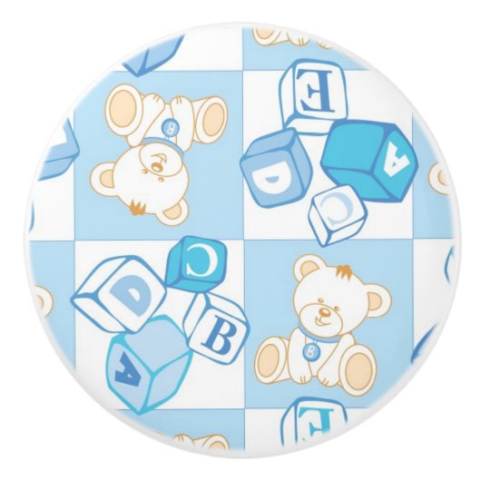 Teddy beer gecontroleerd patroon keramische knop (Voorkant)