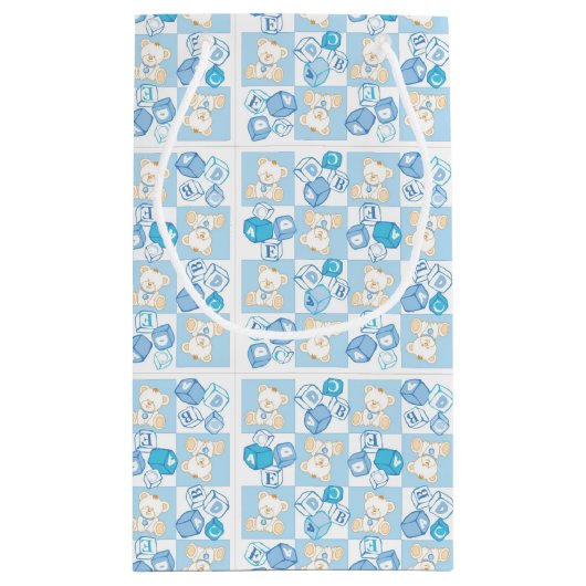 Teddy beer gecontroleerd patroon klein cadeauzakje (Achterkant)