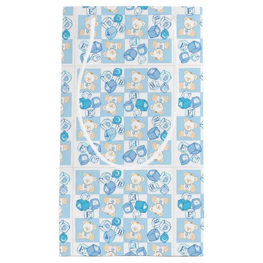 Teddy beer gecontroleerd patroon klein cadeauzakje (Voorkant)