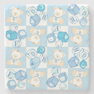 Teddy beer gecontroleerd patroon stenen onderzetter