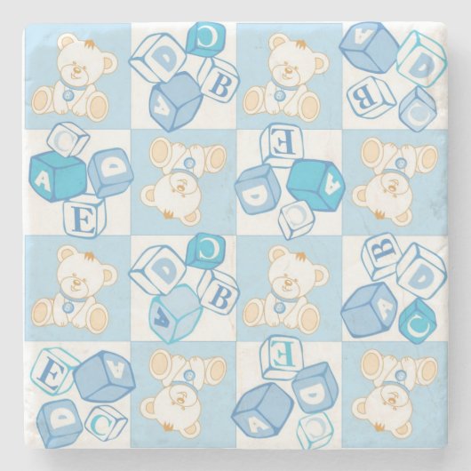 Teddy beer gecontroleerd patroon stenen onderzetter (Voorkant)