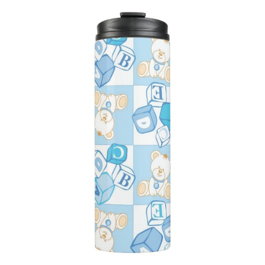 Teddy beer gecontroleerd patroon thermosbeker (Voorkant)