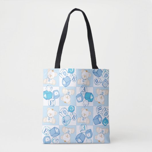 Teddy beer gecontroleerd patroon tote bag (Voorkant)