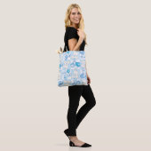 Teddy beer gecontroleerd patroon tote bag (Op model)