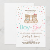 Teddy beer Gender onthullen de uitnodiging Jongen  (Voorkant / Achterkant)