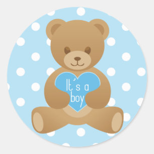 Teddy beer "Het is een jongen" blauwe sticker