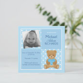 Teddy beer "Het is een jongetje"-mededelingskaart Aankondiging (Staand voorkant)