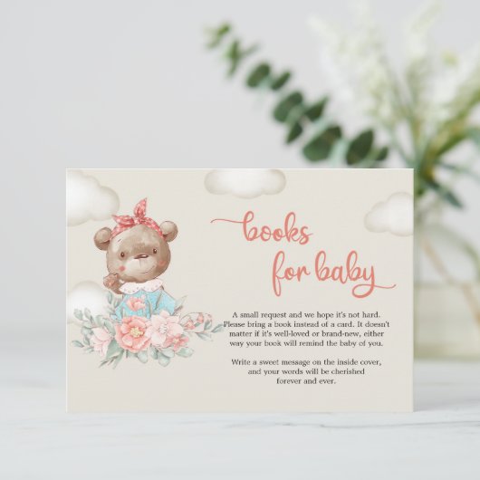 Teddy beer hot-air ballonvaarder informatiekaartje (Staand voorkant)