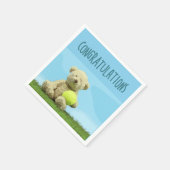 Teddy beer houdt tennis Gefeliciteerd Servet (Hoek)