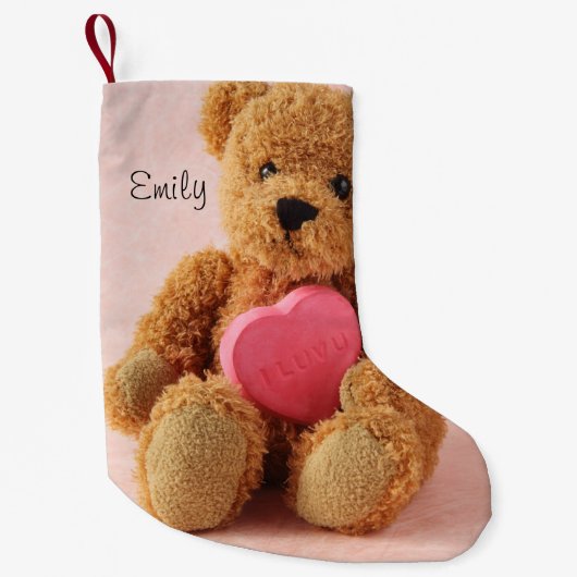 Teddy beer i luv u kleine kerstsok (Voorkant)