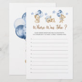 Teddy beer jongen baby shower waar was ze (Voorkant / Achterkant)