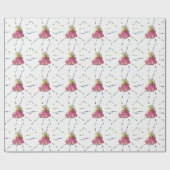 Teddy beer kind meisje roze partij verjaardagscade cadeaupapier (Vlak)