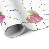 Teddy beer kind meisje roze partij verjaardagscade cadeaupapier (Rol Hoek)