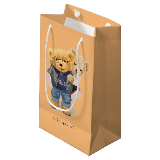 Teddy beer klein cadeauzakje (Voorkant Gekanteld)