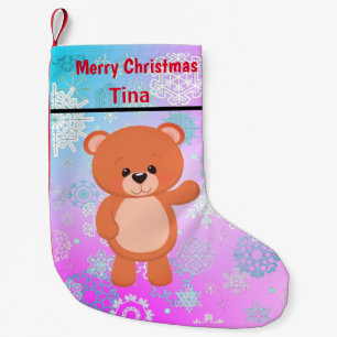 Teddy beer kleine kerstsok