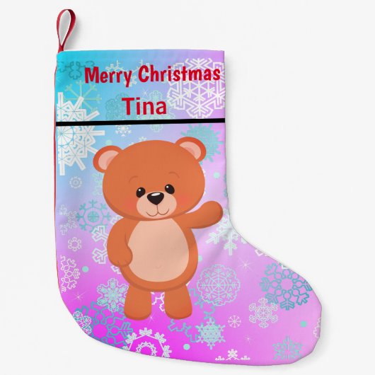 Teddy beer kleine kerstsok (Voorkant)