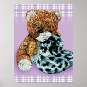 Teddy beer knuffels baby licht paars afdrukken poster