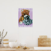 Teddy beer knuffels baby licht paars afdrukken poster (Keuken)