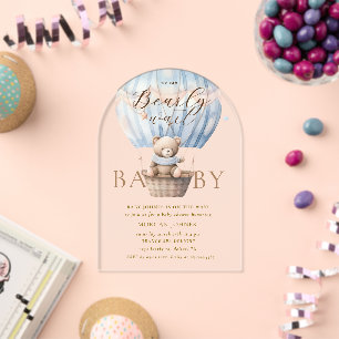 Teddy Beer Maan Over de Maan Baby Shower Acryl Uitnodigingen
