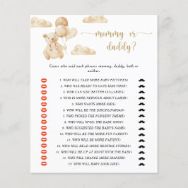 Teddy beer mammie of papa baby shower game