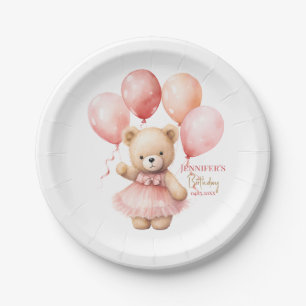 Teddy Beer Meisje 1e Verjaardag Papieren Borden B Bordje
