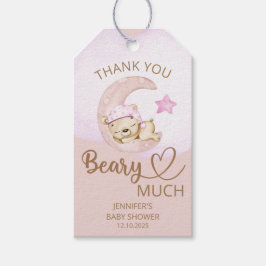 Teddy beer meisje baby beer Dank je beary veel Cadeaulabel