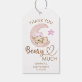 Teddy beer meisje baby beer Dank je beary veel Cadeaulabel (Achterkant)