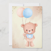 Teddy beer met baby shower van ballonnen kaart (Achterkant)