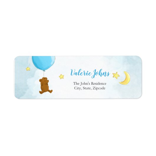 Teddy beer met ballonbaby shower etiket (Voorkant)