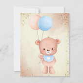 Teddy beer met ballonnen baby shower sjabloon kaart (Achterkant)