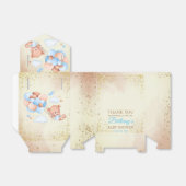 Teddy beer met bruine en blauwe ballonnen en wolke bedankdoosjes (Uitgevouwen)