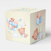 Teddy beer met bruine en blauwe ballonnen en wolke bedankdoosjes (Voorkant Zijde)