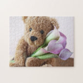 Teddy beer met calla lilies legpuzzel (Horizontaal)