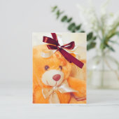Teddy-beer met een hoofddoek en een boog-briefkaar briefkaart (Staand voorkant)